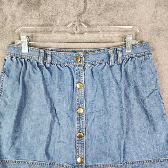 Women's Fossil Blue Denim Skirt Button Front 100% Cotton Size 6 - Picture 4 of 11